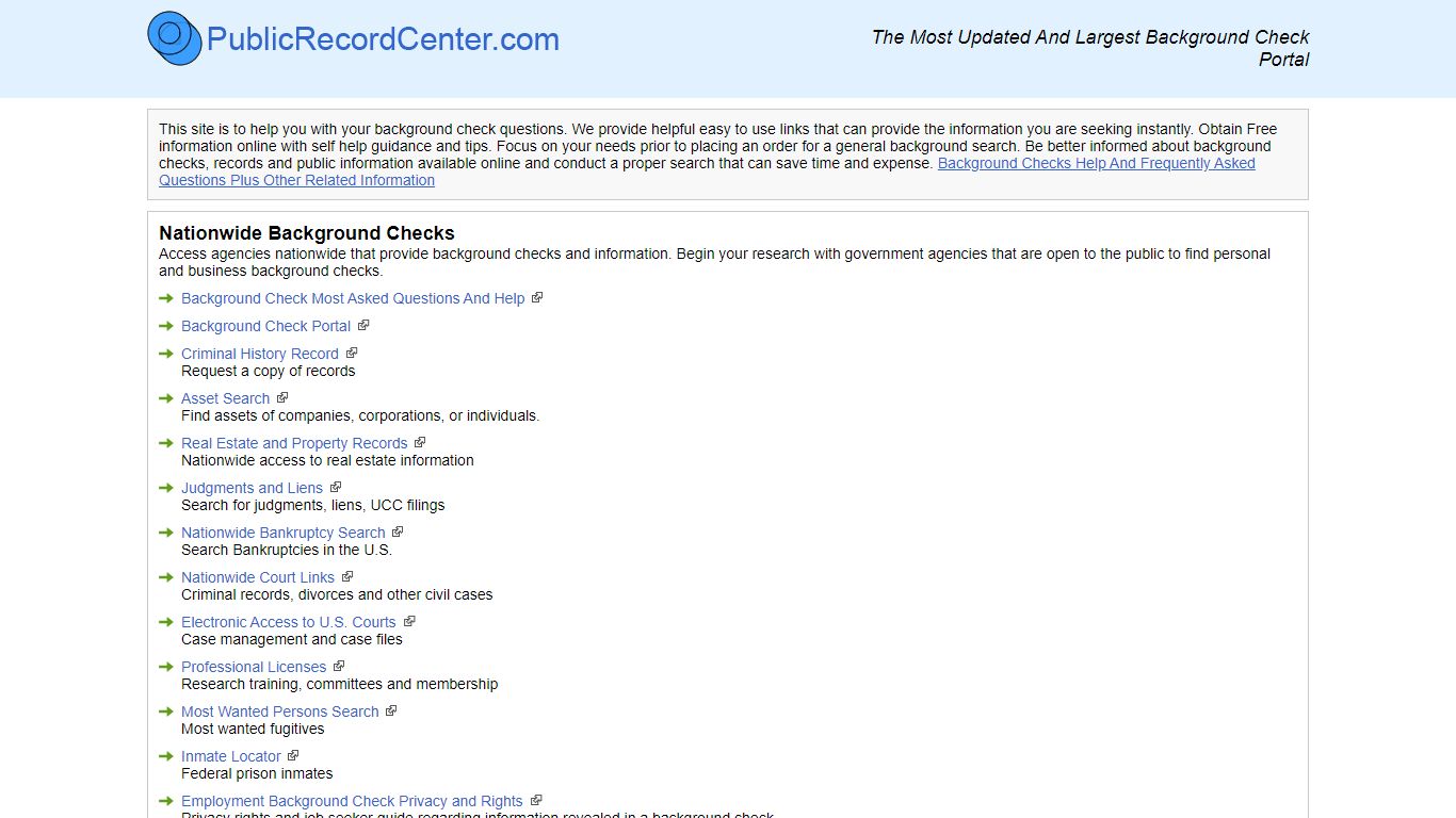 Nationwide and Statewide Background Checks - Public record center